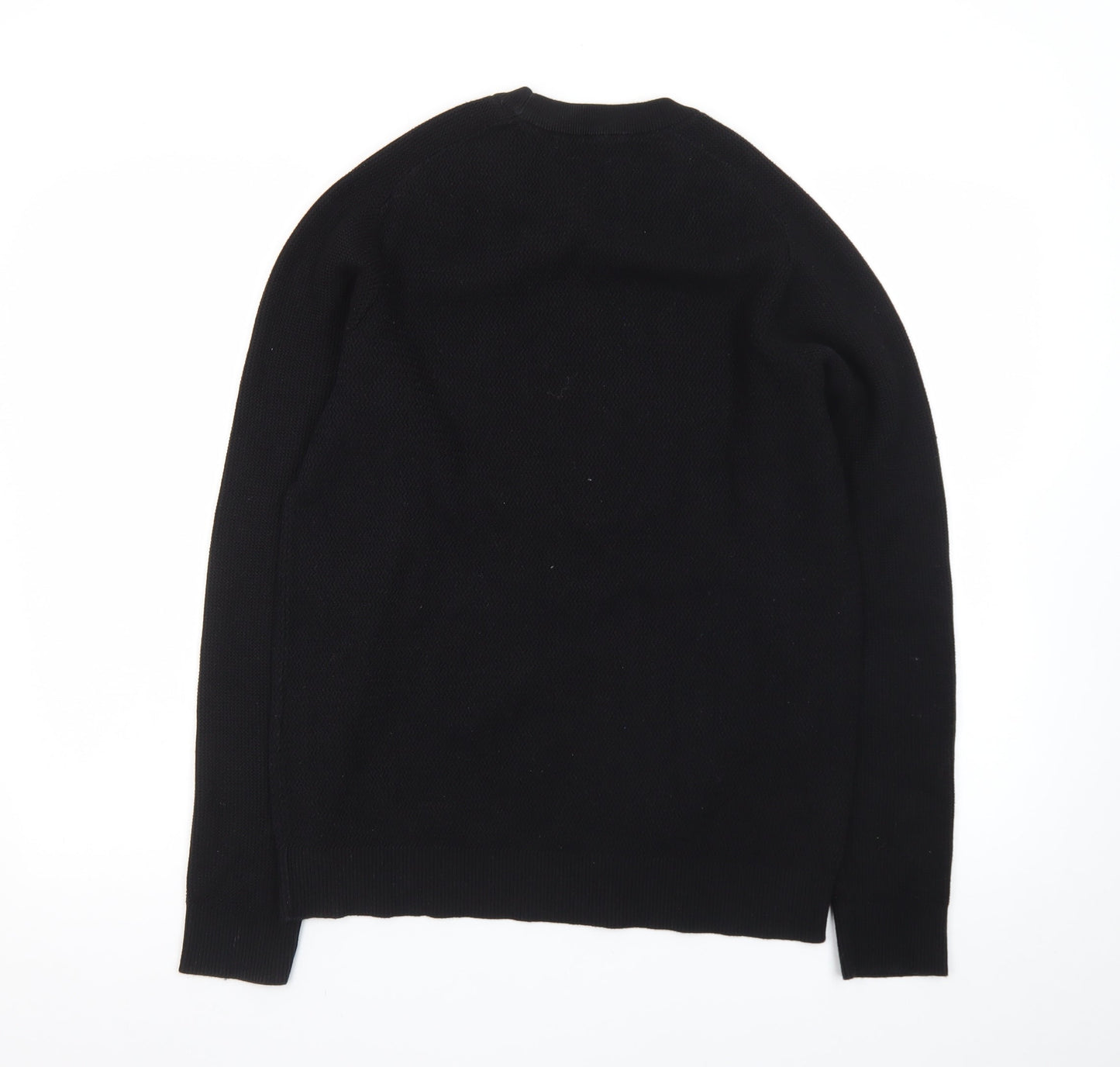 Selected Homme Men's Black Cotton Crew Neck Pullover Jumper Size M