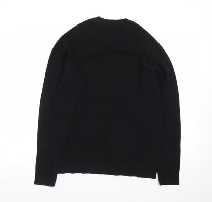 Selected Homme Men's Black Cotton Crew Neck Pullover Jumper Size M