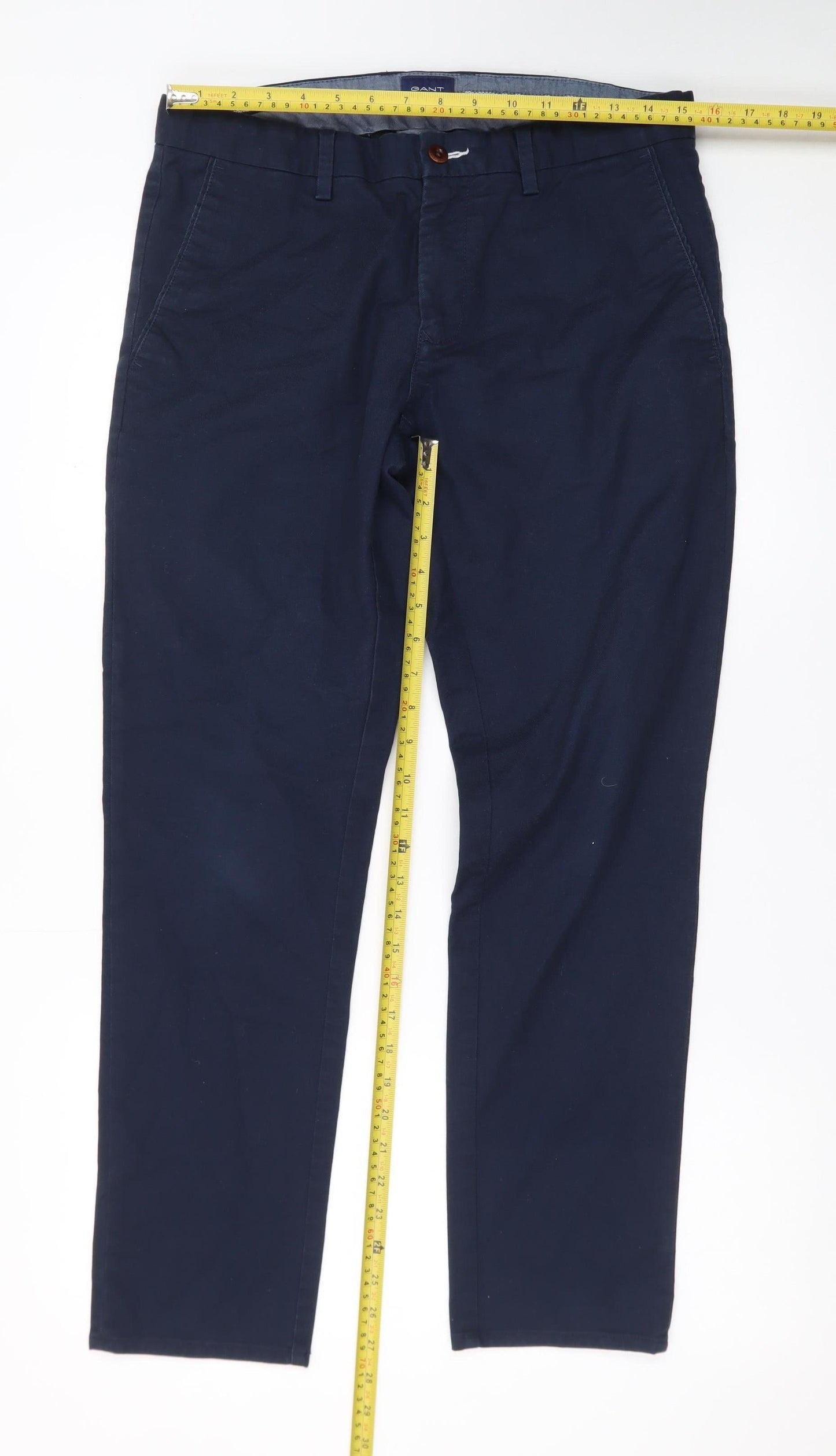 GANT Men's Blue Chino Trousers W32 L30 Regular Fit Smart Casual