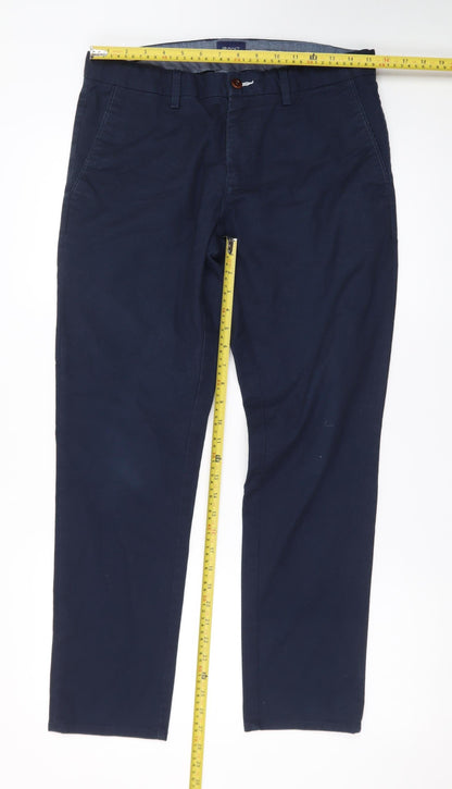 GANT Men's Blue Chino Trousers W32 L30 Regular Fit Smart Casual