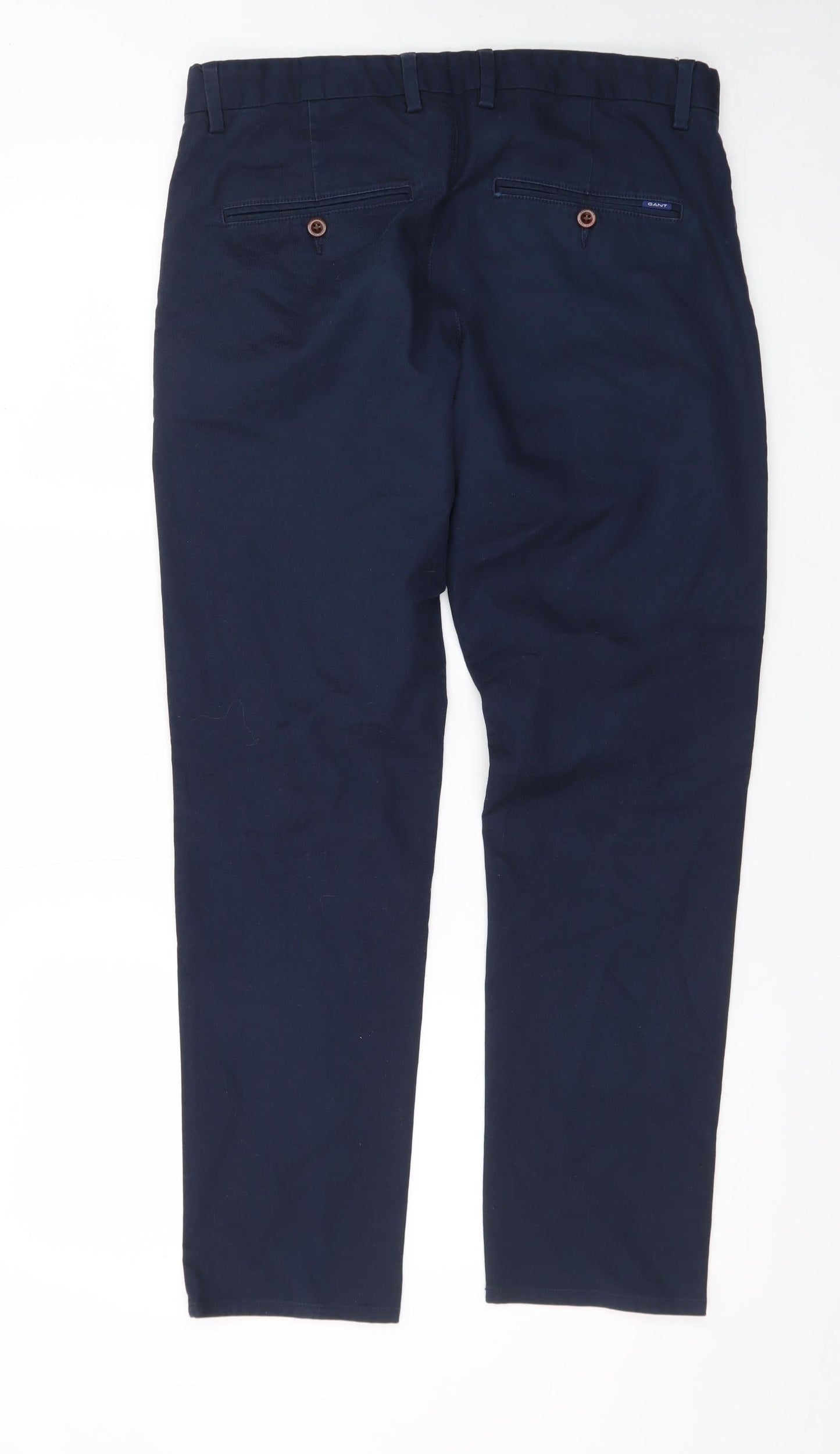 GANT Men's Blue Chino Trousers W32 L30 Regular Fit Smart Casual