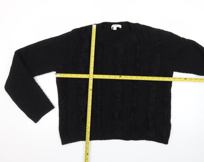 Marks and Spencer Women’s Black Cable-Knit Ruffle Jumper M
