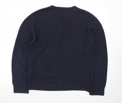 Uniqlo Men Blue Wool Crew Neck Jumper S Regular Fit