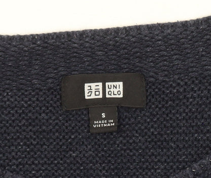 Uniqlo Men Blue Wool Crew Neck Jumper S Regular Fit