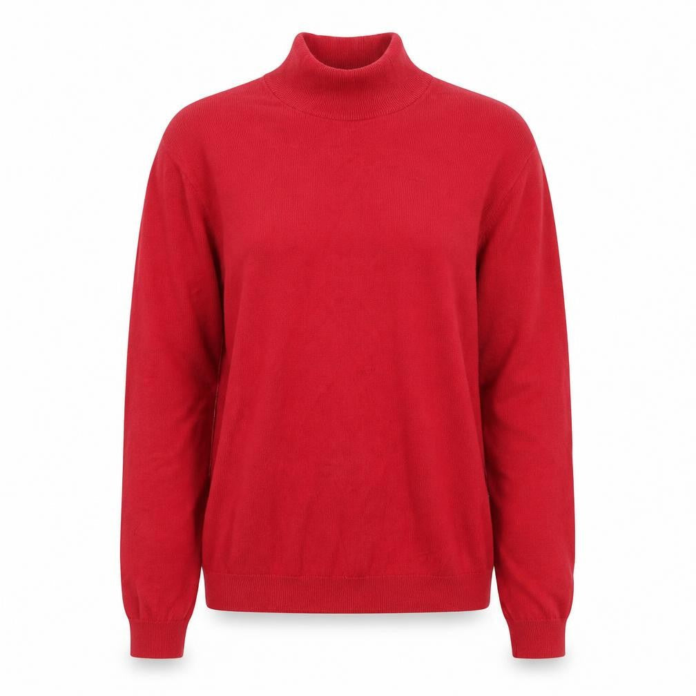Talbots Women Red Roll Neck Cotton Pullover Jumper M