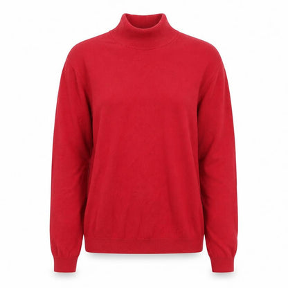 Talbots Women Red Roll Neck Cotton Pullover Jumper M