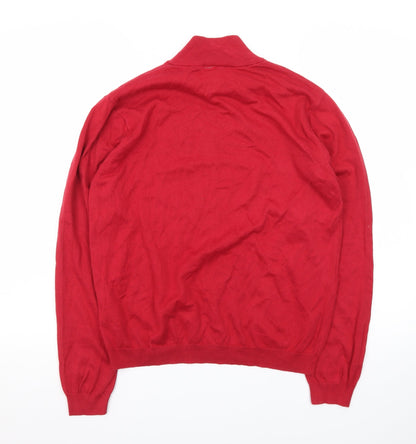 Talbots Women Red Roll Neck Cotton Pullover Jumper M