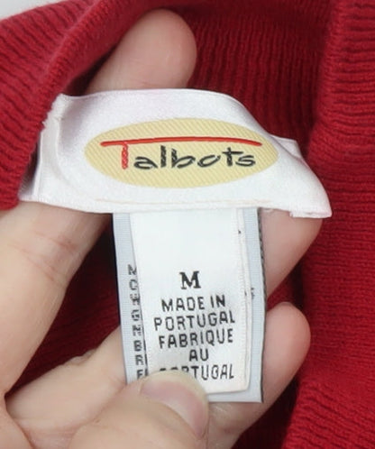 Talbots Women Red Roll Neck Cotton Pullover Jumper M