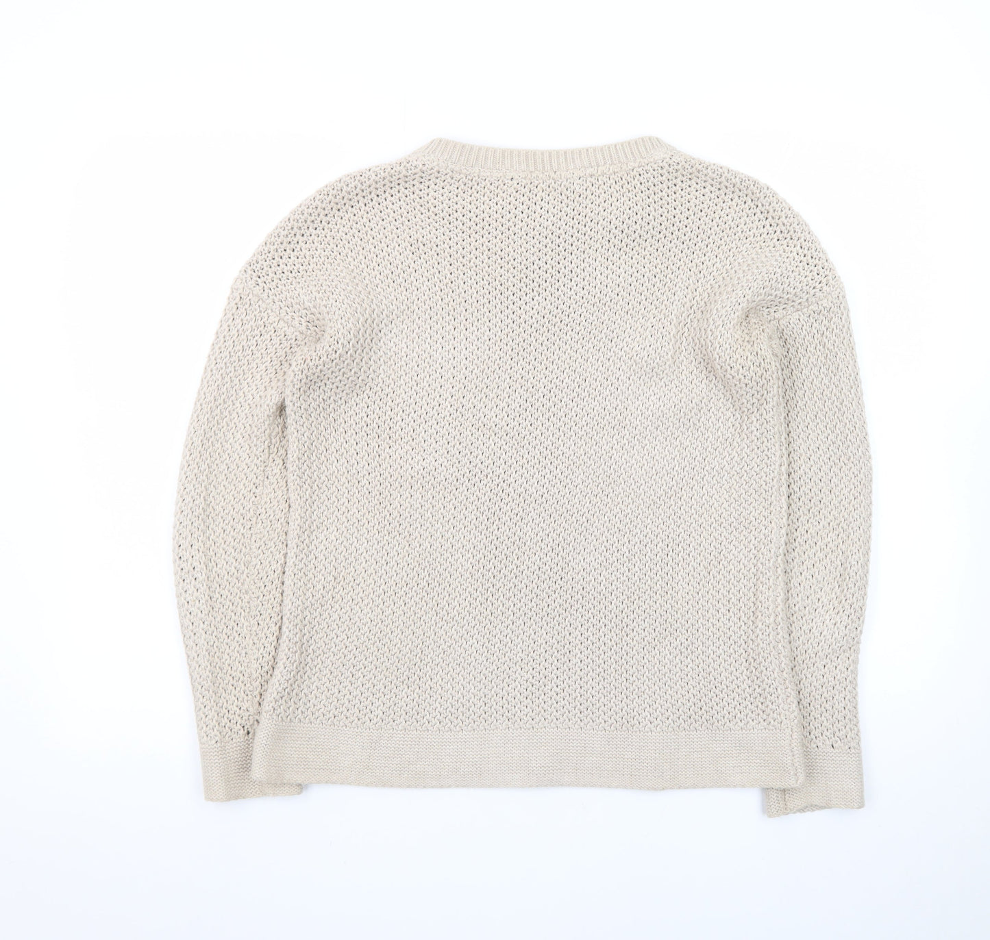 Crew Clothing Company Women Beige Cotton Chunky Knit Jumper Size 10