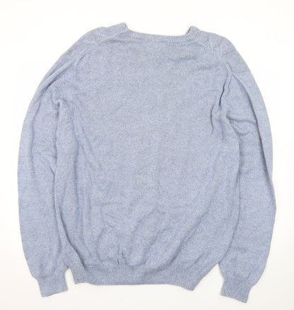 Lyle & Scott Men Blue XL Cable-Knit Cotton Crew Neck Jumper