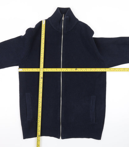 Marks and Spencer Men’s Blue Full Zip High Neck Knit Jumper Small
