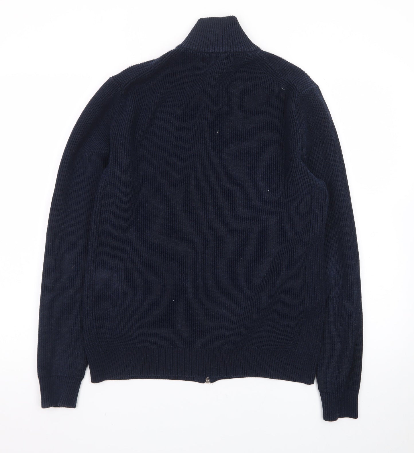 Marks and Spencer Men’s Blue Full Zip High Neck Knit Jumper Small