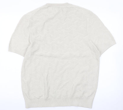 Marks and Spencer Men’s Beige Cotton Short Sleeve Crew Neck Jumper L