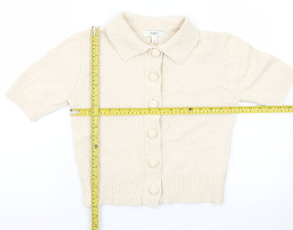 Marks and Spencer Women's Beige Collared Short Sleeve Cardigan XS