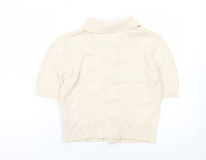 Marks and Spencer Women's Beige Collared Short Sleeve Cardigan XS