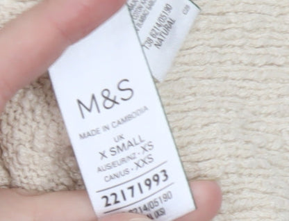 Marks and Spencer Women's Beige Collared Short Sleeve Cardigan XS