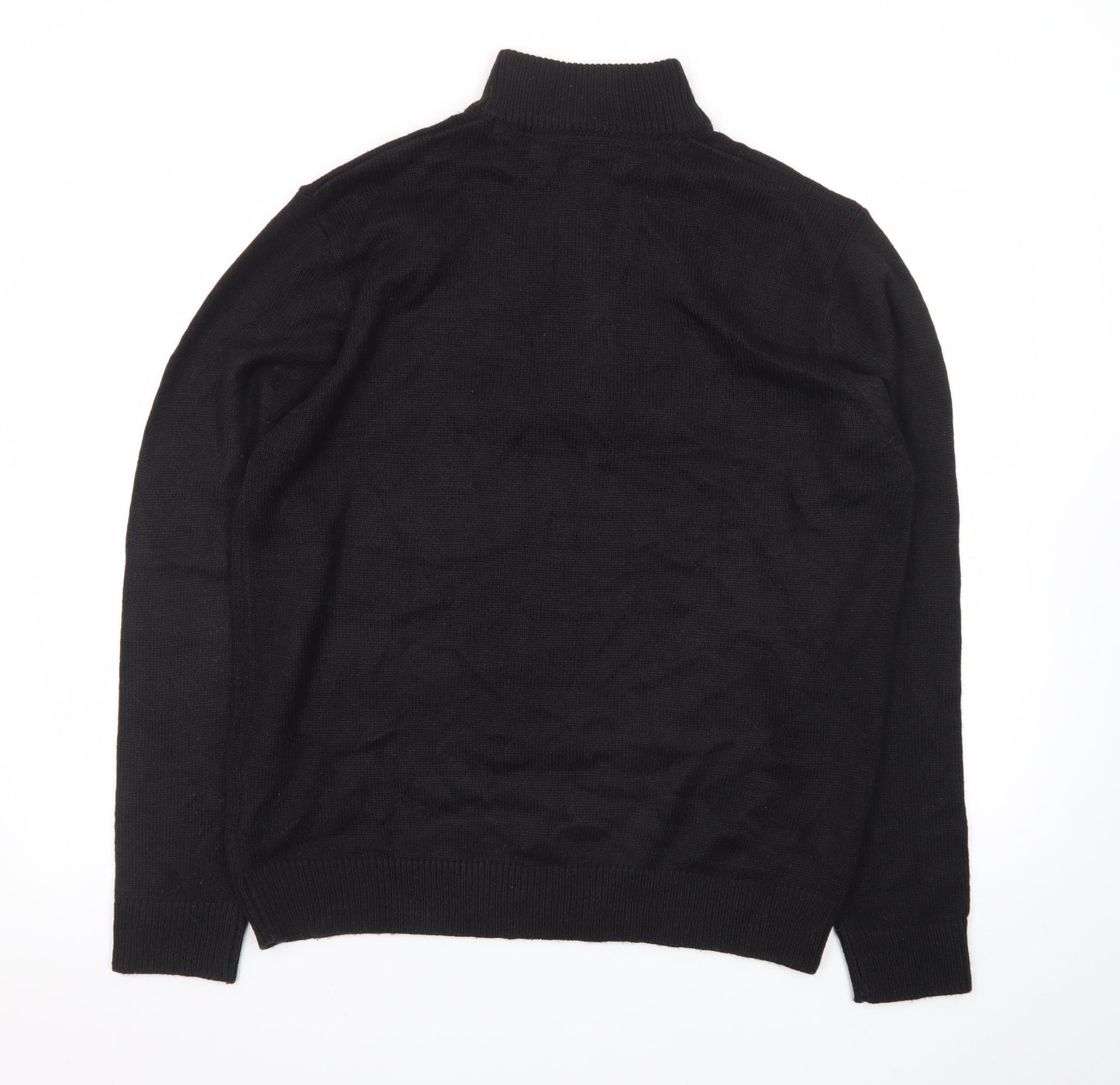 Brave Soul Men's Black L High Neck 1/2 Zip Jumper