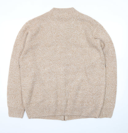 Tootal Men's Beige Fair Isle Wool Full Zip Cardigan Jumper L