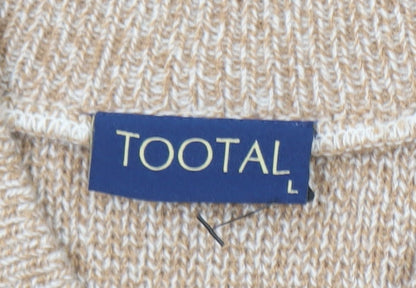 Tootal Men's Beige Fair Isle Wool Full Zip Cardigan Jumper L