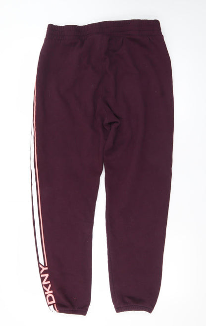DKNY Sport Womens Burgundy Jogger Sweatpants Size L Cotton Blend