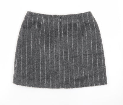 Marks and Spencer Women Grey Wool Tweed Short Pencil Skirt Size 8