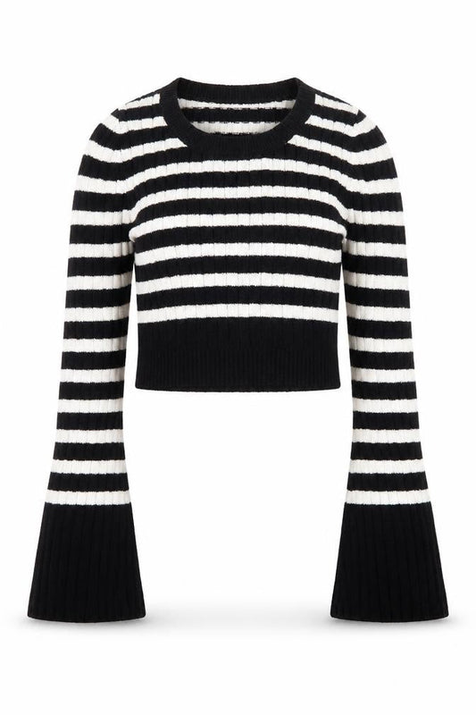 & Other Stories Women Black White Striped Rib-Knit Pullover Jumper S