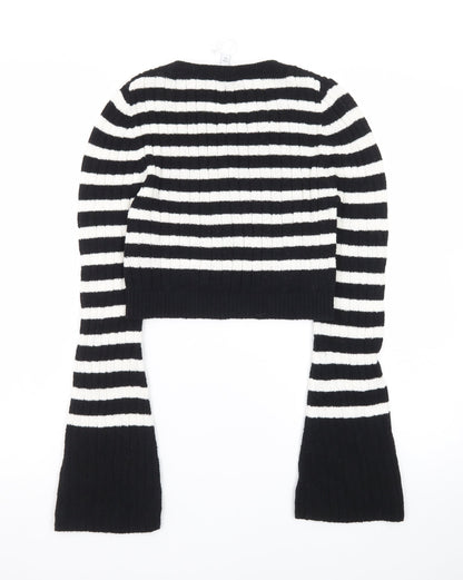 & Other Stories Women Black White Striped Rib-Knit Pullover Jumper S