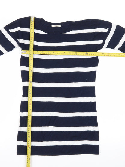 Intimissimi Women Blue Stripe Boat Neck 3/4 Sleeve Jumper S