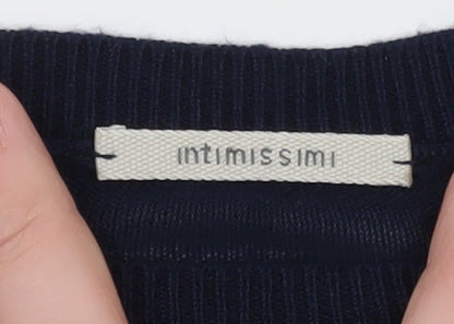 Intimissimi Women Blue Stripe Boat Neck 3/4 Sleeve Jumper S