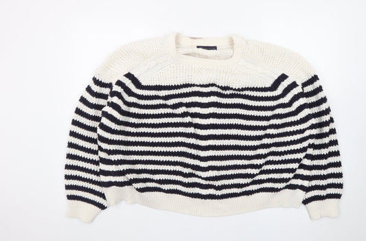 Marks and Spencer Women’s Navy Stripe Cotton Knit Jumper Size 24