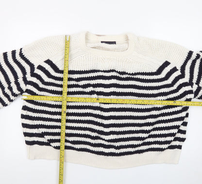 Marks and Spencer Women’s Navy Stripe Cotton Knit Jumper Size 24