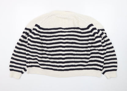 Marks and Spencer Women’s Navy Stripe Cotton Knit Jumper Size 24
