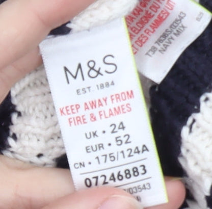 Marks and Spencer Women’s Navy Stripe Cotton Knit Jumper Size 24
