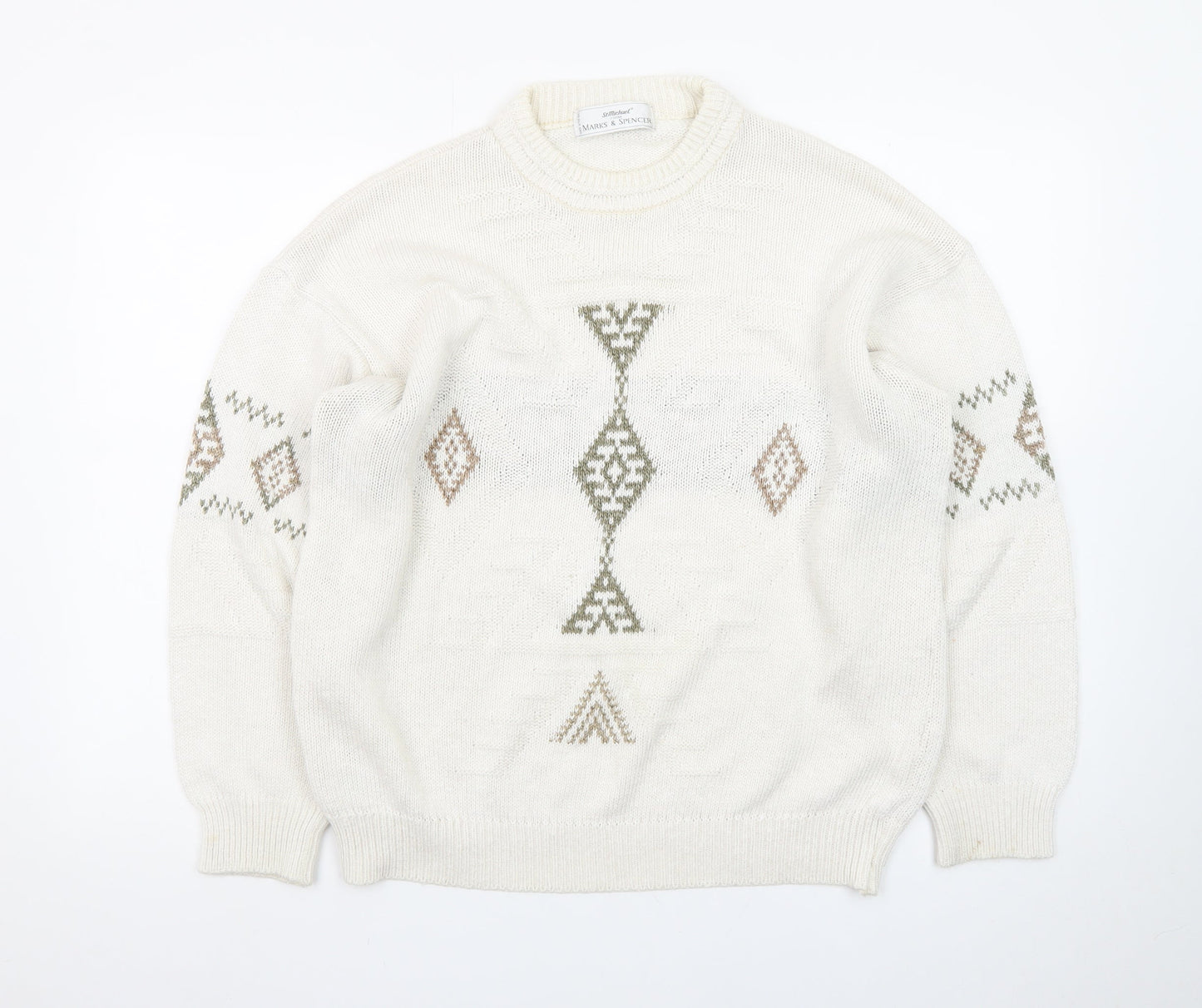 Marks and Spencer Women's Beige Aztec Knit Jumper Size M