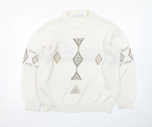 Marks and Spencer Women's Beige Aztec Knit Jumper Size M