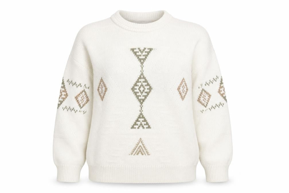 Marks and Spencer Women's Beige Aztec Knit Jumper Size M