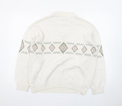 Marks and Spencer Women's Beige Aztec Knit Jumper Size M