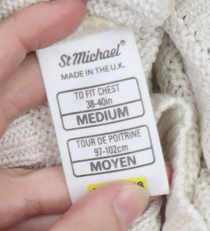 Marks and Spencer Women's Beige Aztec Knit Jumper Size M