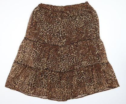 New Look Women's Brown Leopard Print Midi Peasant Skirt Size 18