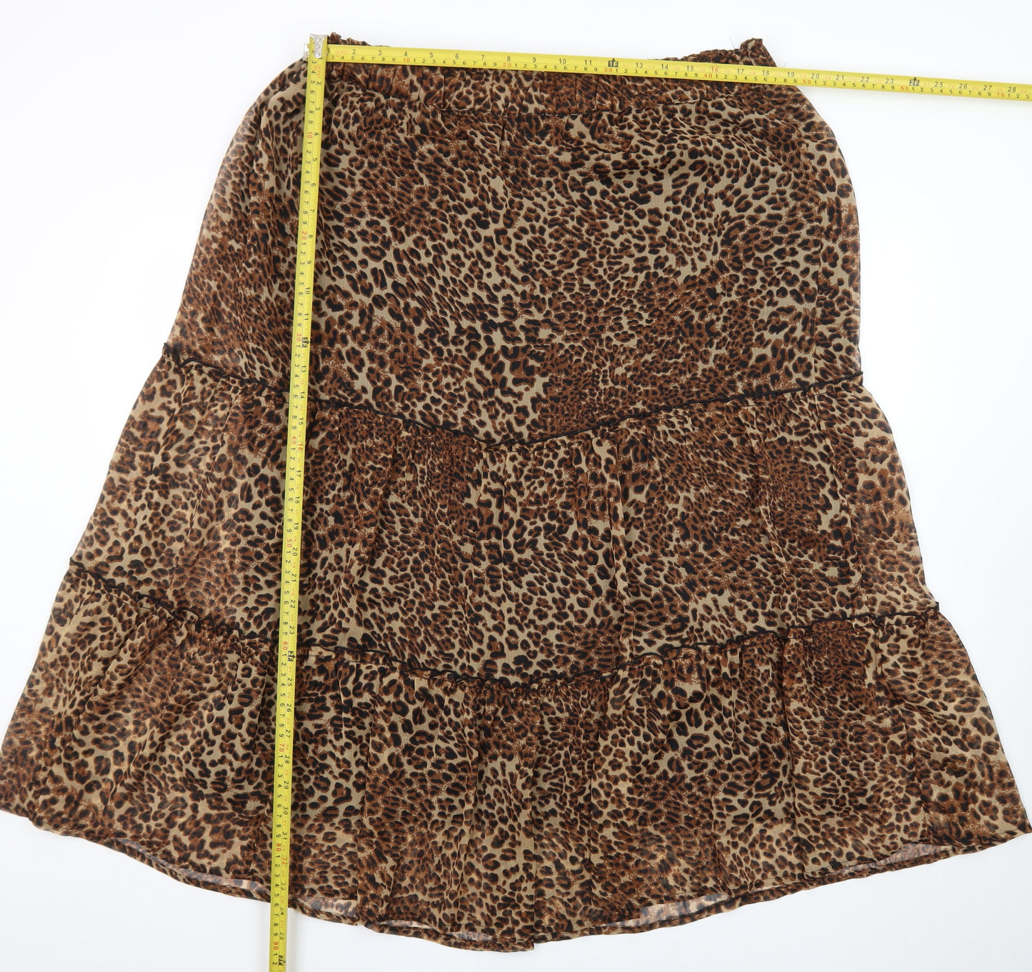 New Look Women's Brown Leopard Print Midi Peasant Skirt Size 18