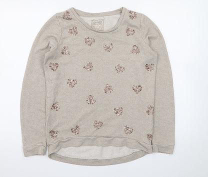 Next Women’s Beige Sequin Heart Knit Jumper Size 8