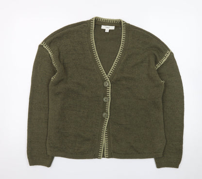Marks and Spencer Women's Green V-Neck Knit Button Cardigan M