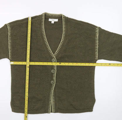 Marks and Spencer Women's Green V-Neck Knit Button Cardigan M
