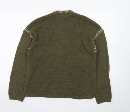 Marks and Spencer Women's Green V-Neck Knit Button Cardigan M