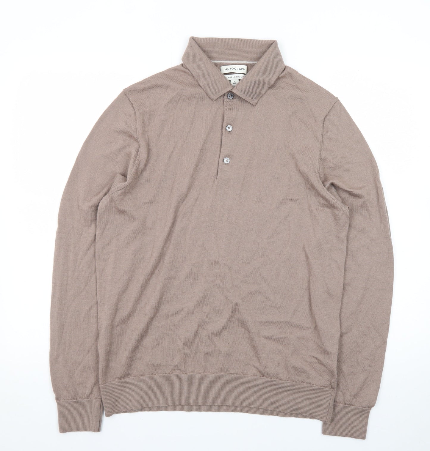 Marks and Spencer Men’s Beige Merino Henley Jumper L