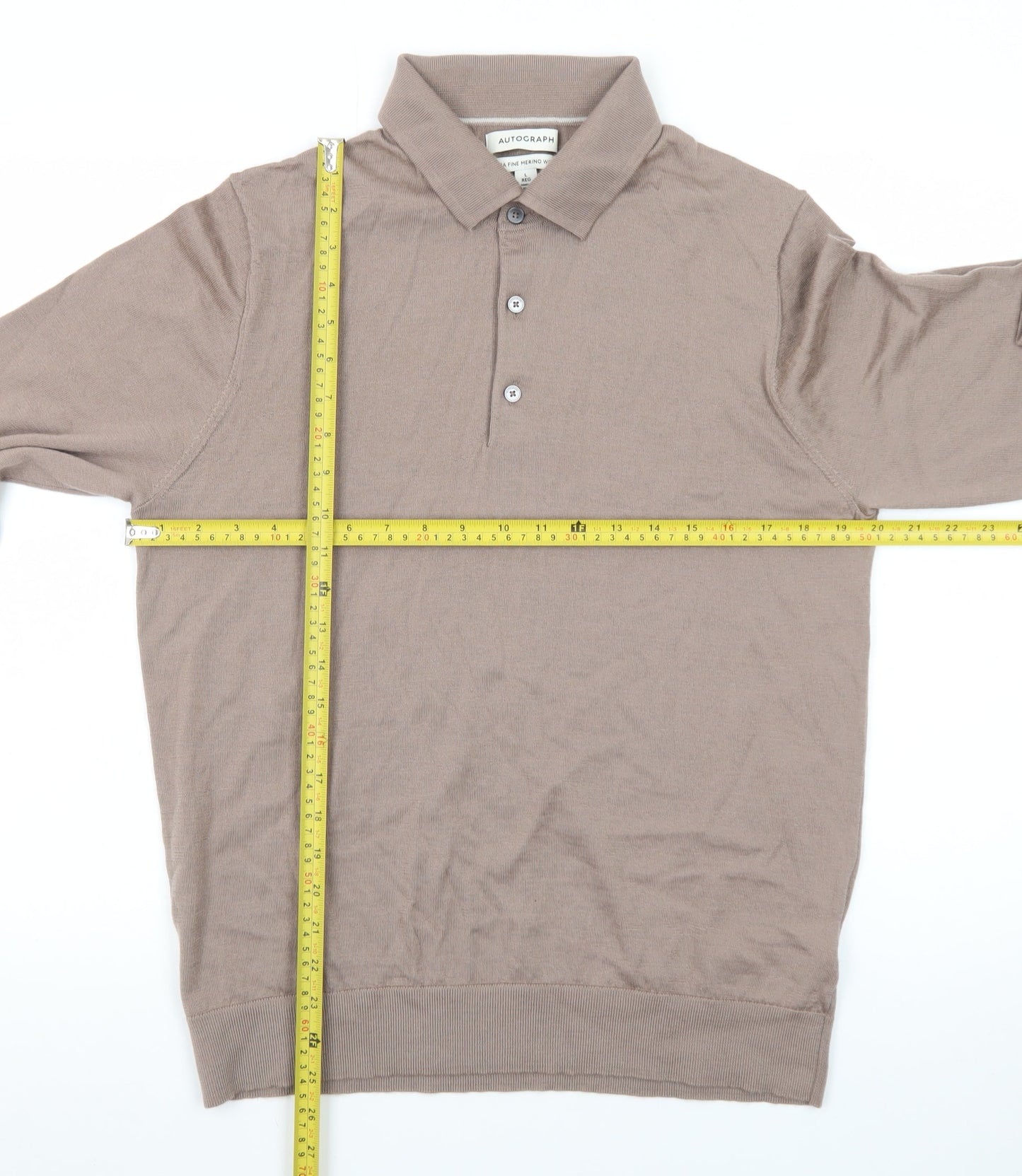 Marks and Spencer Men’s Beige Merino Henley Jumper L