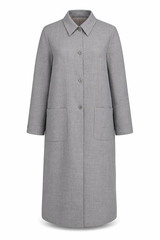 Liz Claiborne Women's Grey Long Overcoat Size 12 Wool Blend