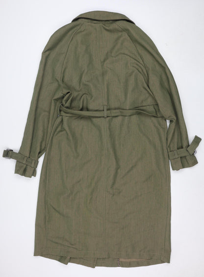Vero Moda Women's Green Long Trench Coat Belted L