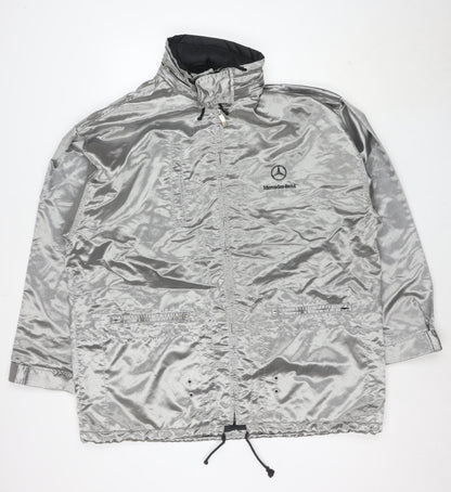 Mercedes-Benz Men’s Silver 2XL Windbreaker Jacket with Hood