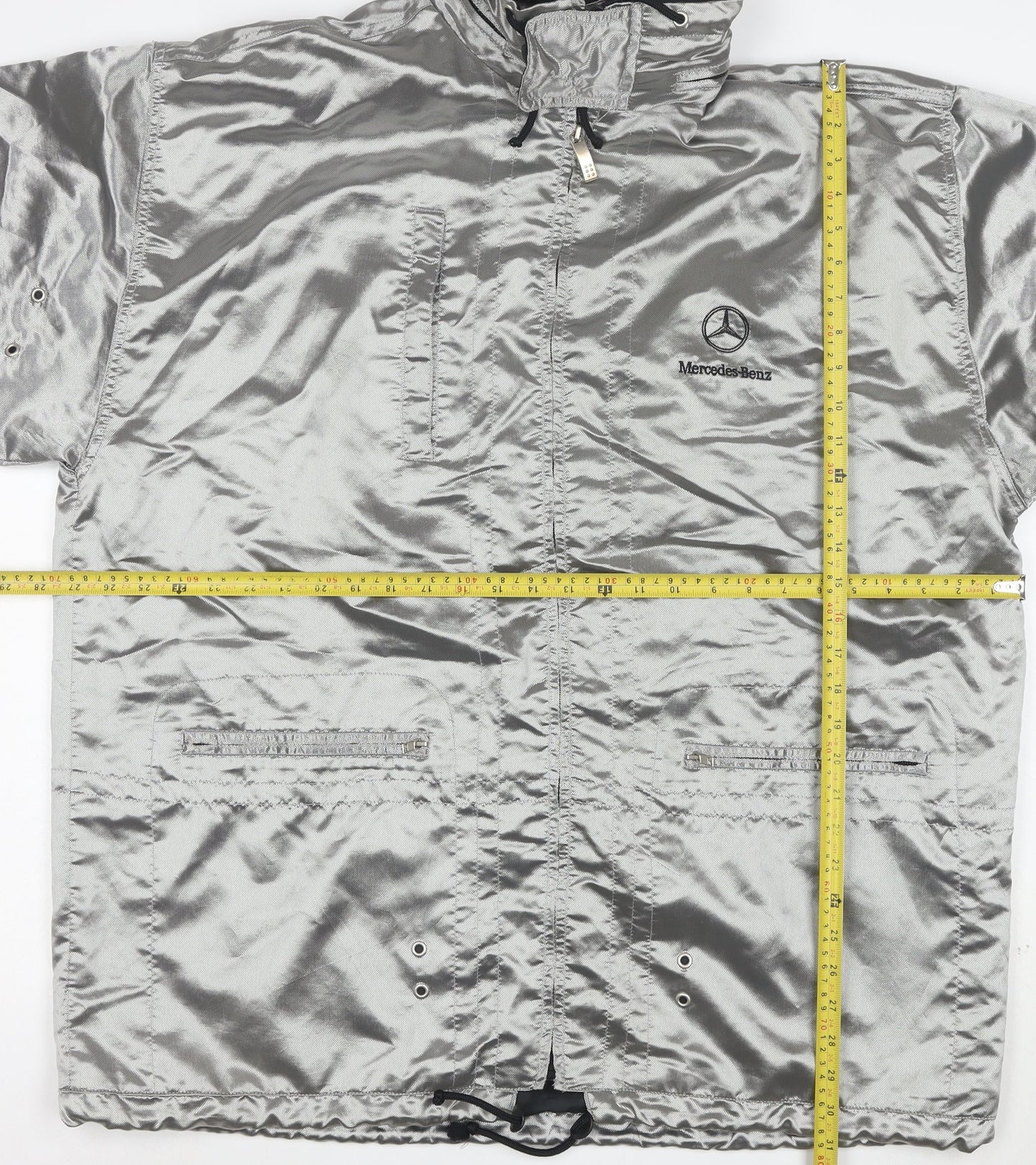 Mercedes-Benz Men’s Silver 2XL Windbreaker Jacket with Hood